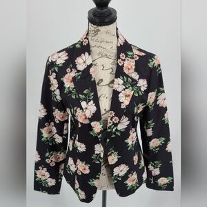 Allegra K Black Spring Floral Women's Blazer